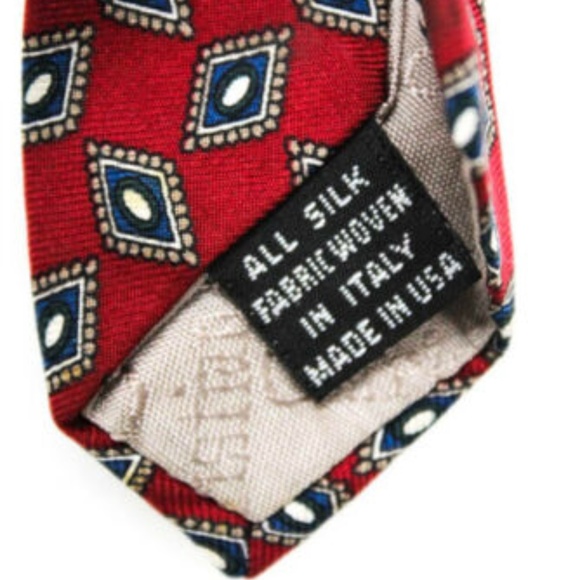 Christian Dior Red Silk Graphic Printed Neck Tie - Picture 5 of 6